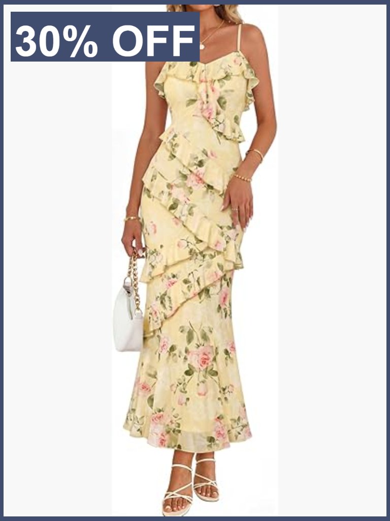 Floral Bodycon Maxi Dress Spaghetti Strap Formal Wedding Guest